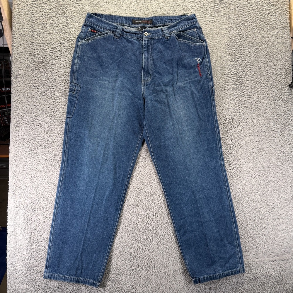Vintage FUBU Circle R Jeans Men 40x32 Blue Cotton Denim Straight Baggy Carpenter
